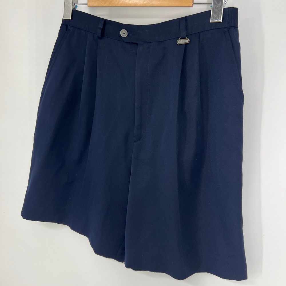 Vtg Callaway Golf Nordstrom Navy Blue Pleated Microfiber Shorts Womens 12 USA - Picture 4 of 12